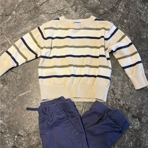 Striped Sweater and Navy Pants Set